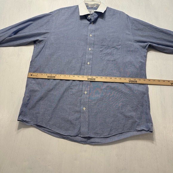 Vintage Burberrys of London Men’s Shirt 17.5-34 Blue White Collar Cuffs USA - Picture 4 of 8
